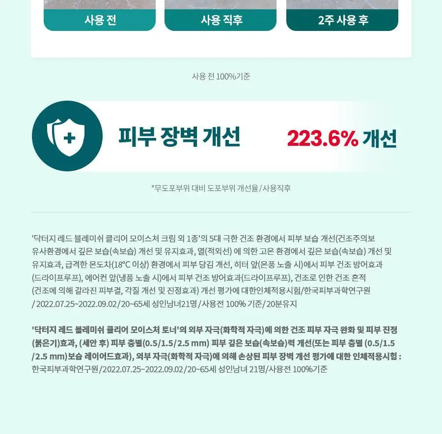 [진정보습] 닥터지 레드 블레미쉬 클리어 모이스처 토너 증정 기획 (토너 300ml+크림30ml) 상세페이지 19